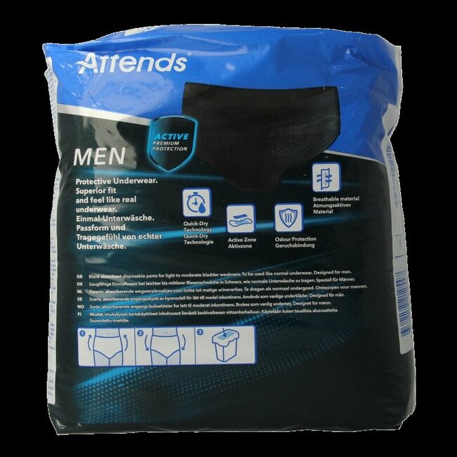 Men discreet underwear zwart maat M 10 Stuks