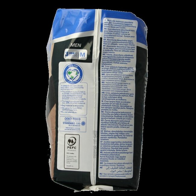 Men discreet underwear zwart maat M 10 Stuks