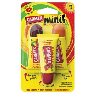 Carmex Lot de 3 mini baumes à lèvres en tube assortis
