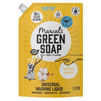 Marcel's Green Soap Wasmiddel universeel vanille & katoen navulling 1 Liter