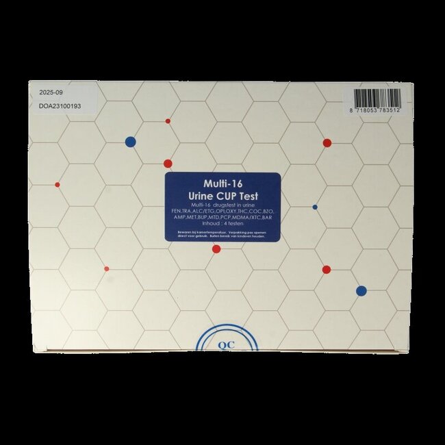 Test de dépistage urinaire Multi 16 Cup - 4 pièces