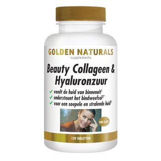Golden Naturals Beauty collageen & hyaluronzuur 120 Tabletten