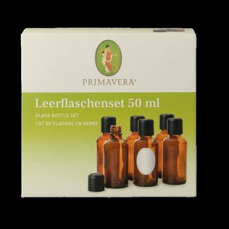 Primavera Lot de 6 flacons vides en verre ambré 50 ml avec bouchon verseur