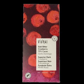 Vivani Chocolat noir supérieur aux canneberges bio 100 g