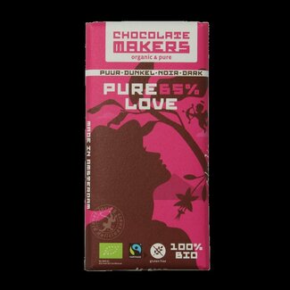 Chocolatemakers Pure love reep 65% puur fairtrade bio 80 Gram