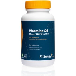 Fittergy Vitamine D3 50mcg met zink 100 Tabletten