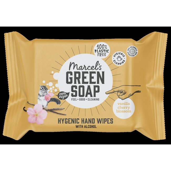 Hand wipes vanilla & cherry blossom bio 15 Stuks