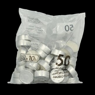Bolsius Bougies chauffe-plat Maxi neutres 10 heures sachet de 50 pièces
