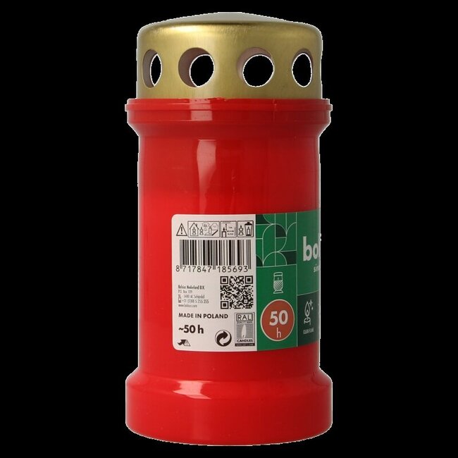 Herdenkingslicht nr3 rood met deksel 1 Stuks