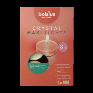 Bolsius Bougies maxi chauffe-plats Crystal 8 heures boîte de 12 pièces