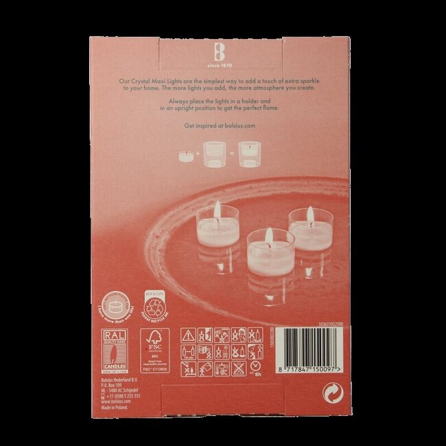 Crystal maxi lights 8 uur doos 12 Stuks