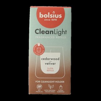 Bolsius Recharge Clean Light pack de 2 Cèdre / Vétiver 212 g