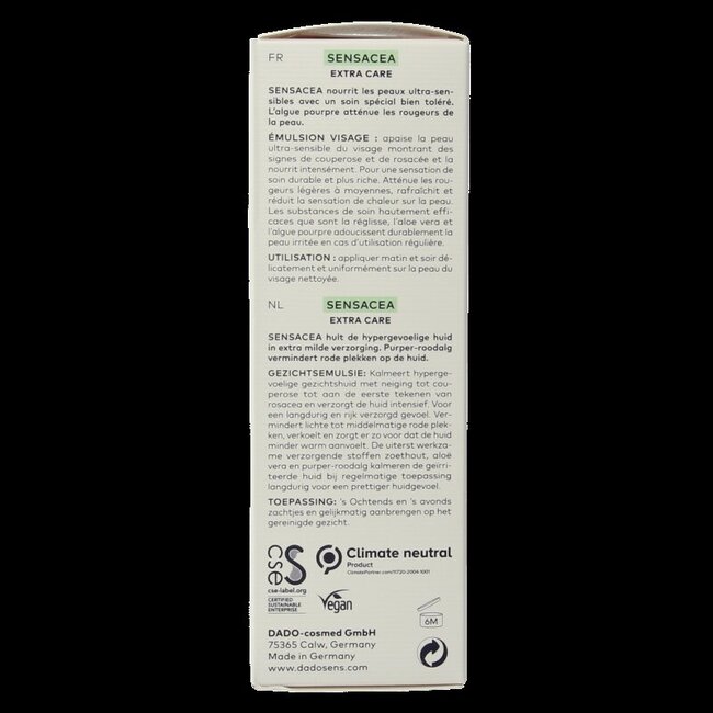 Sensacea extra care face emulsie bio 50 Milliliter