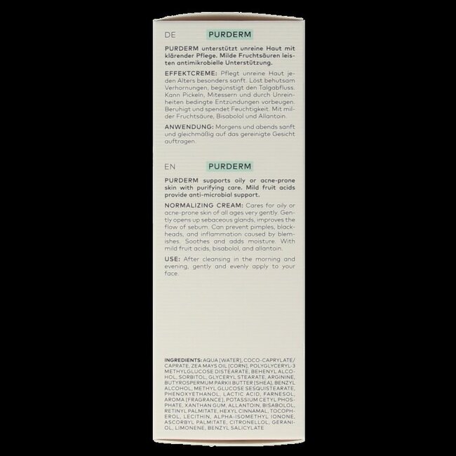 Crème normalisante bio Purderm 50 ml
