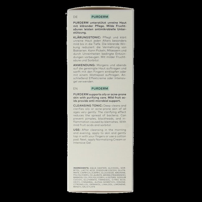 Purderm tonique nettoyant bio 150 millilitres