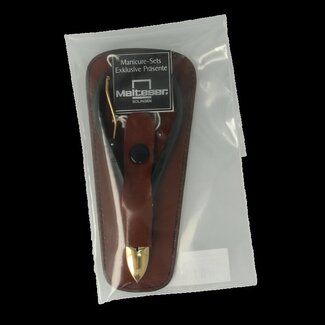 Malteser Pince à ongles 10 cm avec étui en cuir marron de luxe, 1 pièce
