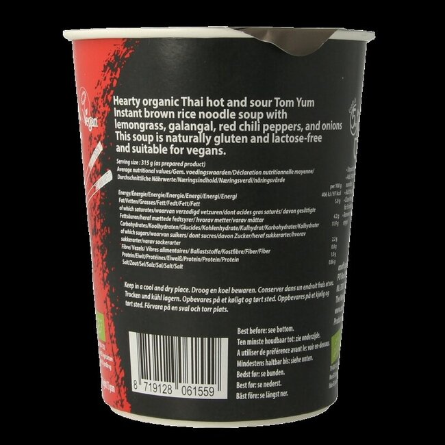 Soupe de nouilles instantanées tom yum bio 75 g