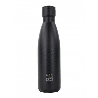 Yoko Drinkfles zwart graphite isotherm 500ml 1 Stuks