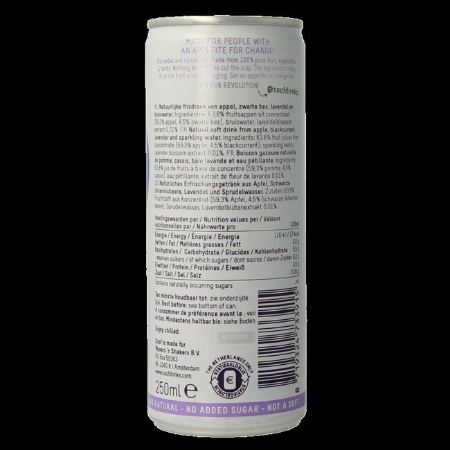 Sparkling zwarte bes lavendel & appel 250 Milliliter