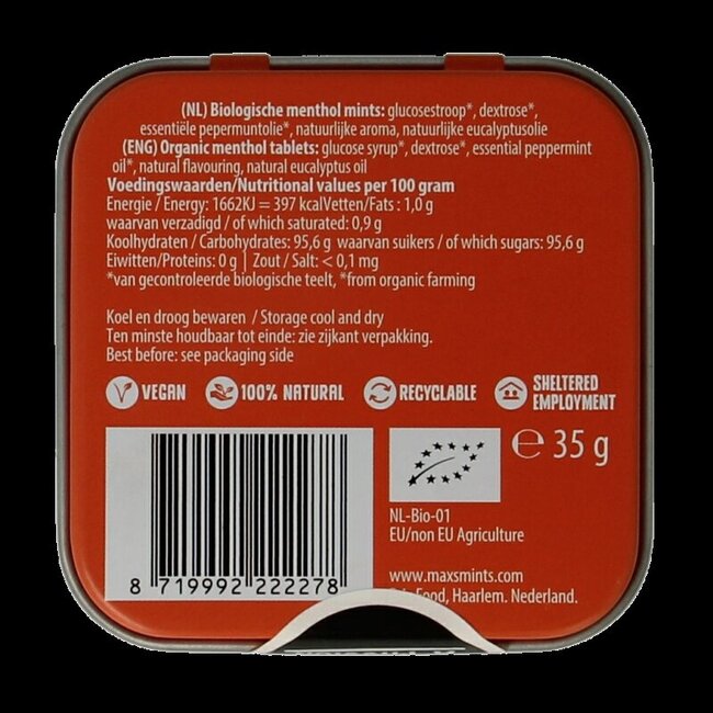 Boîte carrée hollandaise bio 35 g