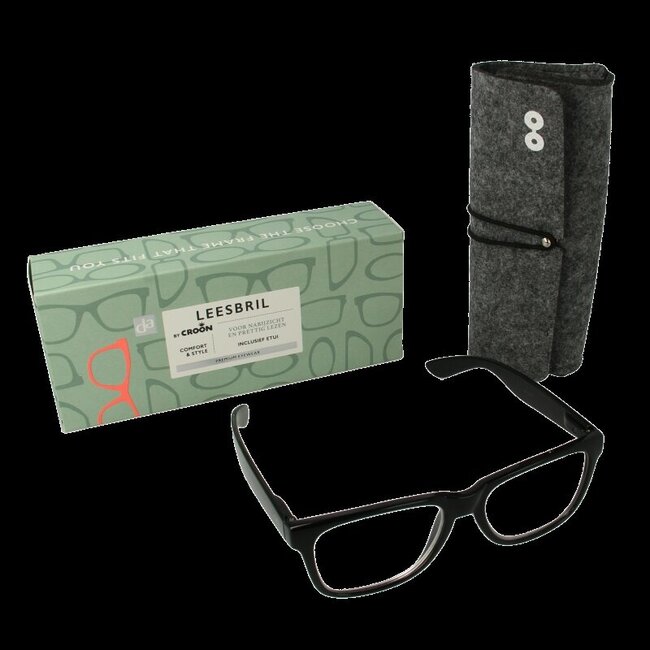 Leesbril Jackson shiny black +1  1 Stuks