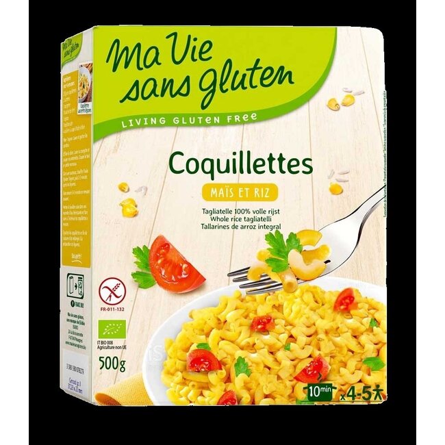 Macaroni van mais en rijst glutenvrij bio 500 Gram