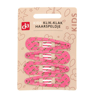 DA Klik-klak haarspeldje rozenprint 4 Stuks
