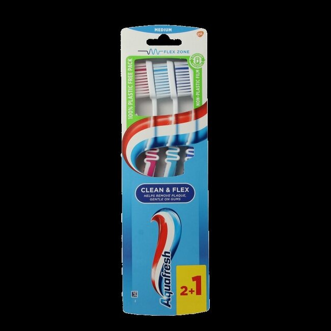 Tandenborstel clean & flex medium 3 Stuks