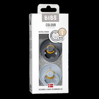 Bibs Fopspeen maat 1 iron/baby blue 2 pack 2 Stuks