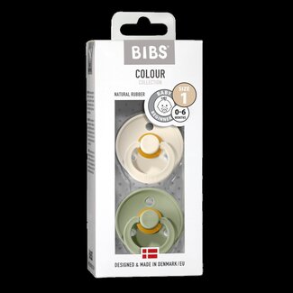 Bibs Fopspeen maat 1 ivory/sage 2 pack 2 Stuks