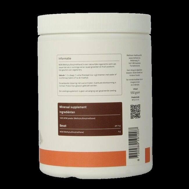 MSM poeder vegan 550 Gram