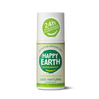 Happy Earth Pure deodorant roll-on unscented 75 Milliliter