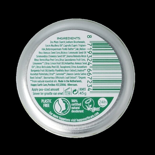 Pure deodorant balm bergamot 45 Gram