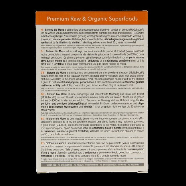 Maca shots 2.2 gram bio 20 Stuks