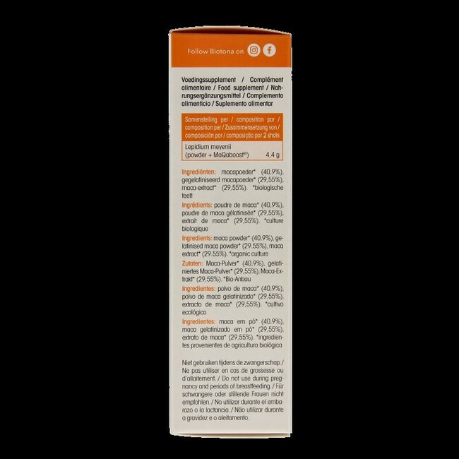 Maca shots bio 2,2 g 20 unités