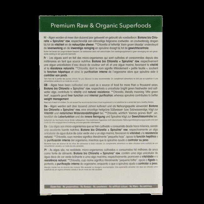 Shots de chlorelle et spiruline bio 2,2 g 20 pièces