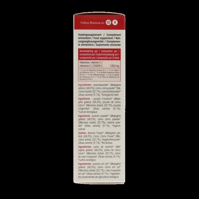 Acerola C 500 shots 2.2 gram bio 20 Stuks