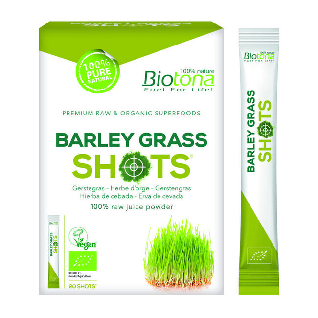 Barley grass raw shots 2.2 gram bio 20 Stuks