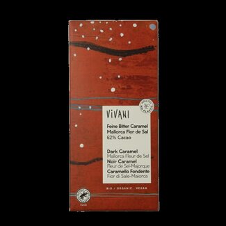 Vivani Chocolade puur 62% caramel fleur de sel bio 80 Gram