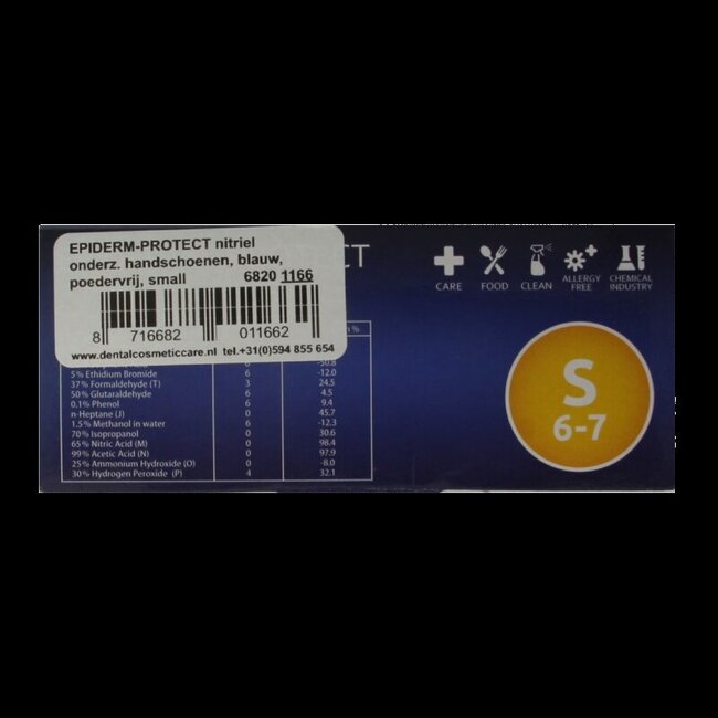 Nitriel onderzoekhandschoen poedervrij S blauw 100 Stuks