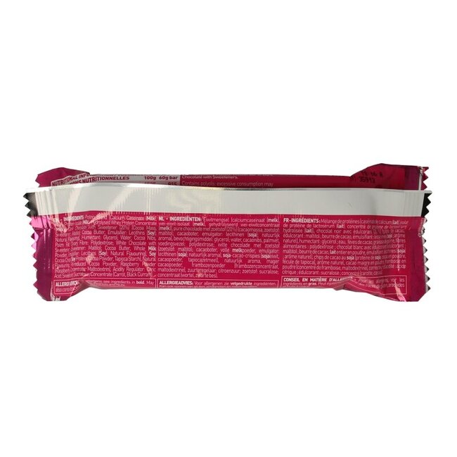 Barre hyperprotéinée chocolat noir framboise 60 grammes