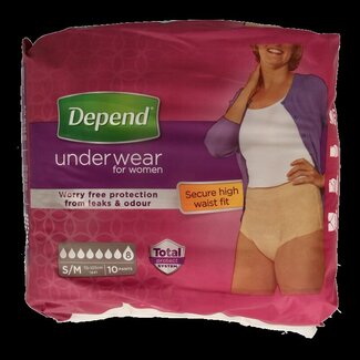 Depend Culottes absorbantes femme Super taille S/M 10 pièces