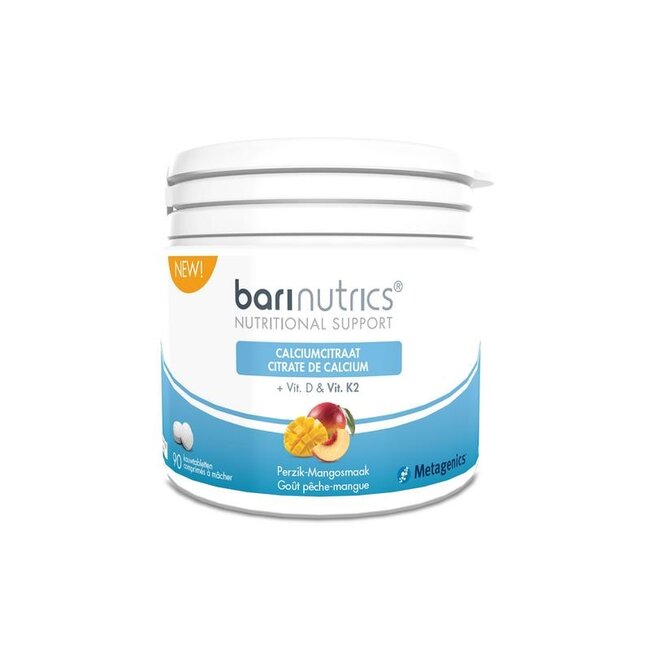 Calciumcitraat perzik-mango 90 Kauwtabletten