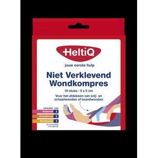Heltiq Wondkompres 5 x 5 niet verklevend 10 Stuks