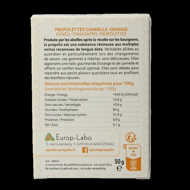 Propolis kaneel - sinaasappel bio 50 Gram