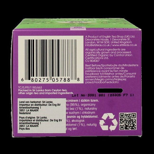 Jasmin green tea bio 20 Zakjes