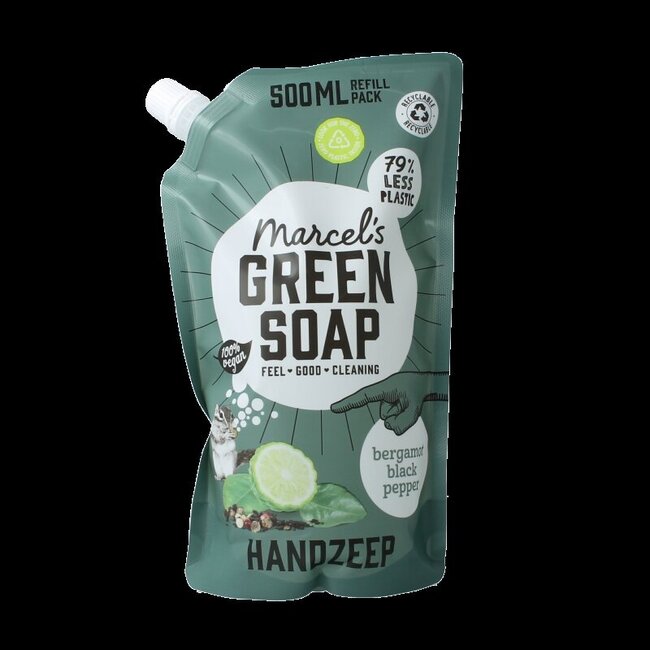 Handzeep bergamot & black pepper navul 500 Milliliter