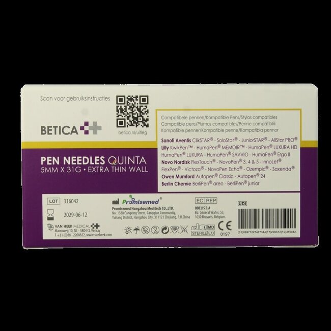 Pennaalden Quinta steriel 5mmx31g 100 Stuks