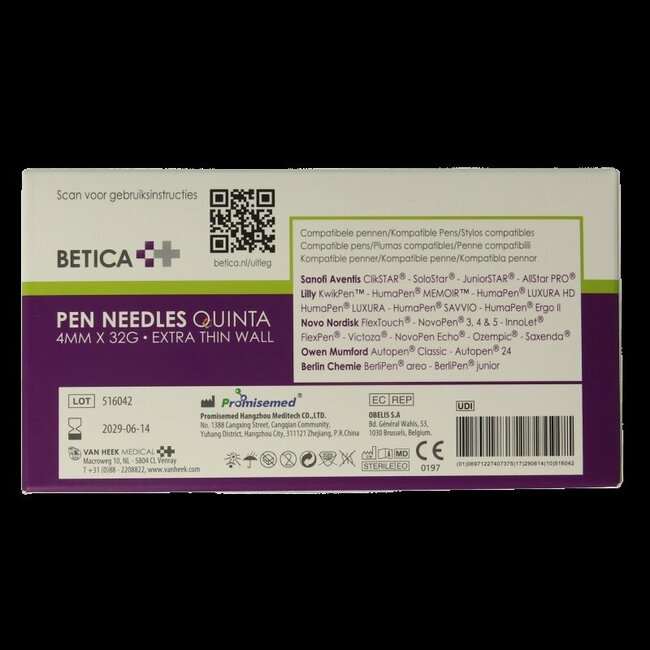 Pennaalden Quinta steriel 4mmx32g 100 Stuks