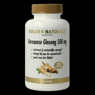 Golden Naturals Koreaanse ginseng 500mg 60 Vegetarische capsules